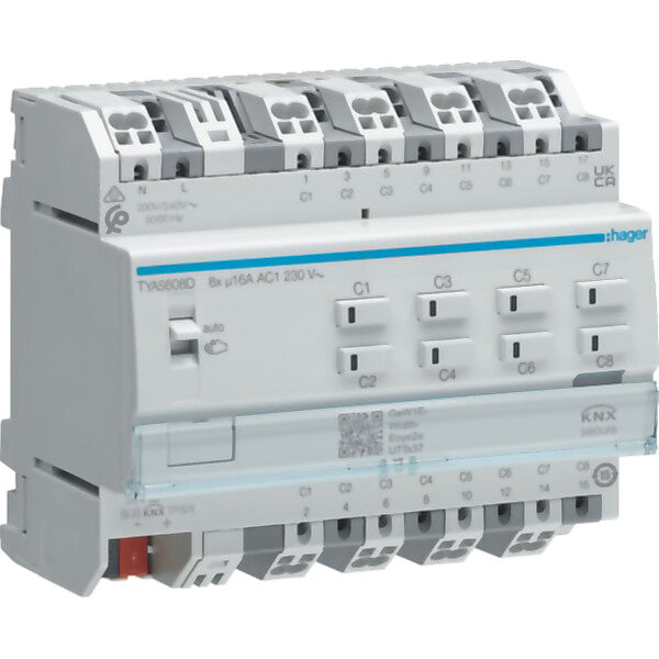 Hager Schalt-/Jalousieaktor 8/4-fach KNX, 16A TYAS608D